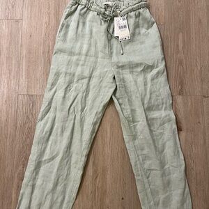 Mango linen cropped pants